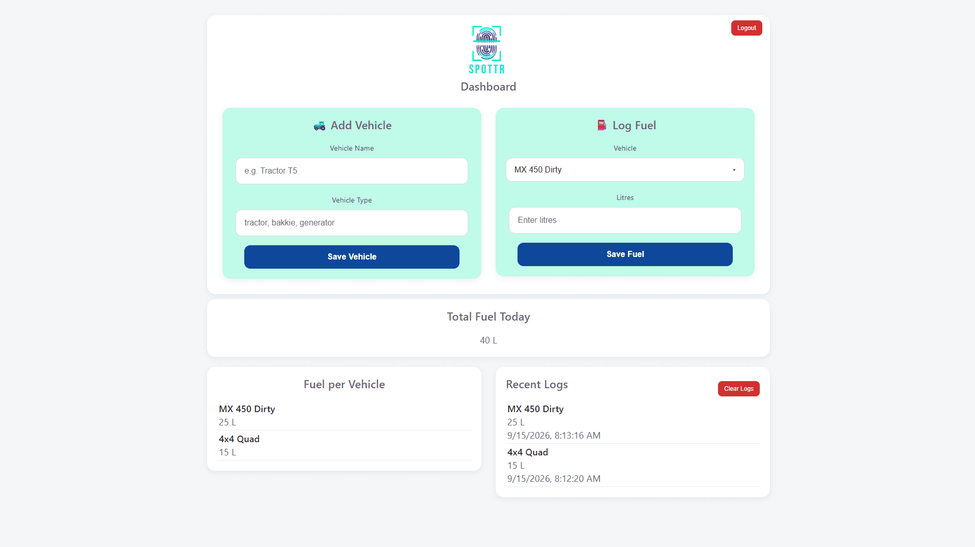 Spottr product interface